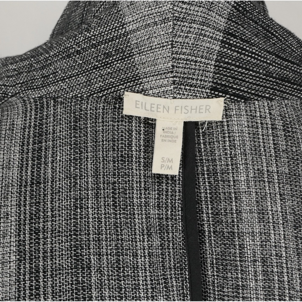 Eileen Fisher Organic Cotton Hazy Blocks Shawl Duster Cardigan Women's S / M - Picture 7 of 9